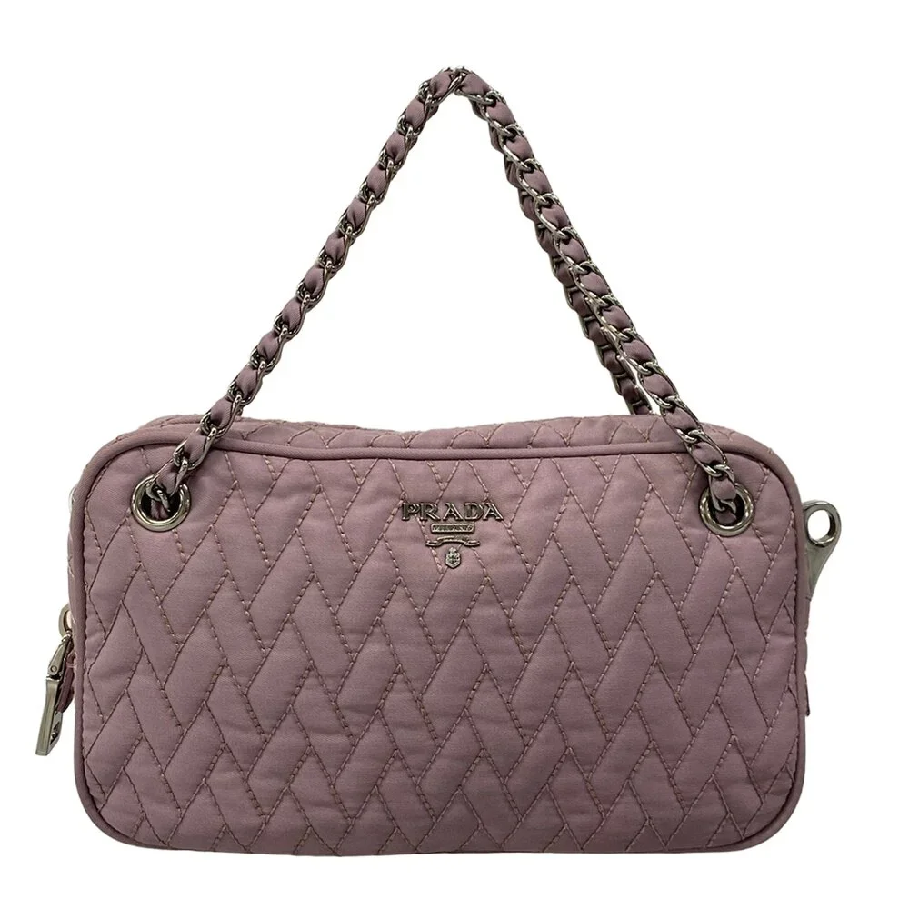 Prada Handbag Light Purple Nylon Leather